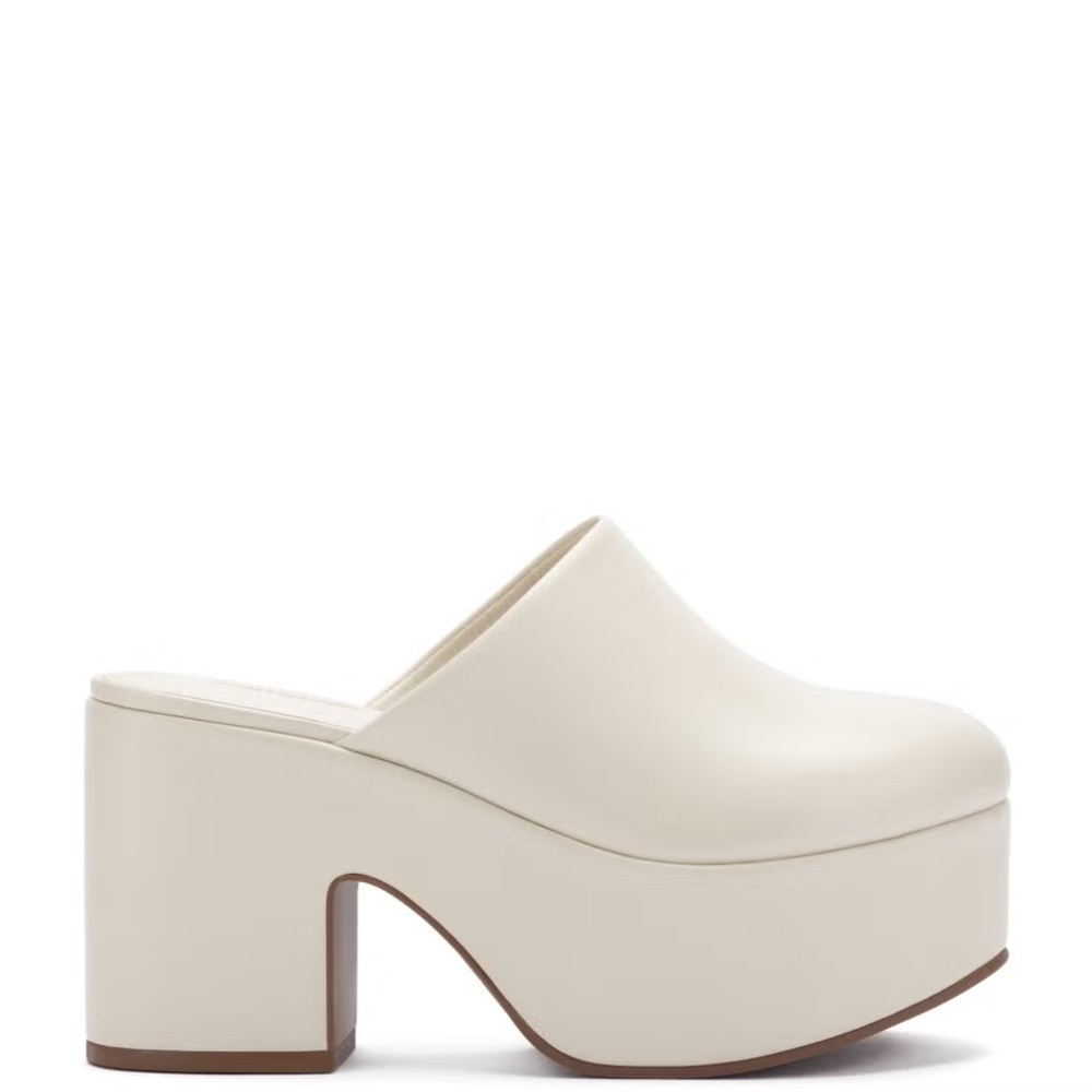 NWOT Larroude Miso Platform Clog in White Italian Leather Size 10